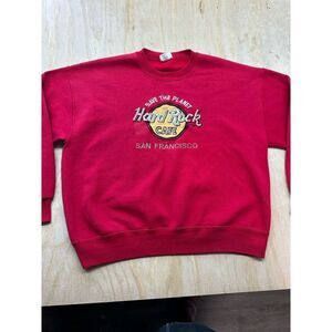 Vintage Hard Rock Cafe San Francisco Save The Planet Sweatshirt 90s Red Size XL